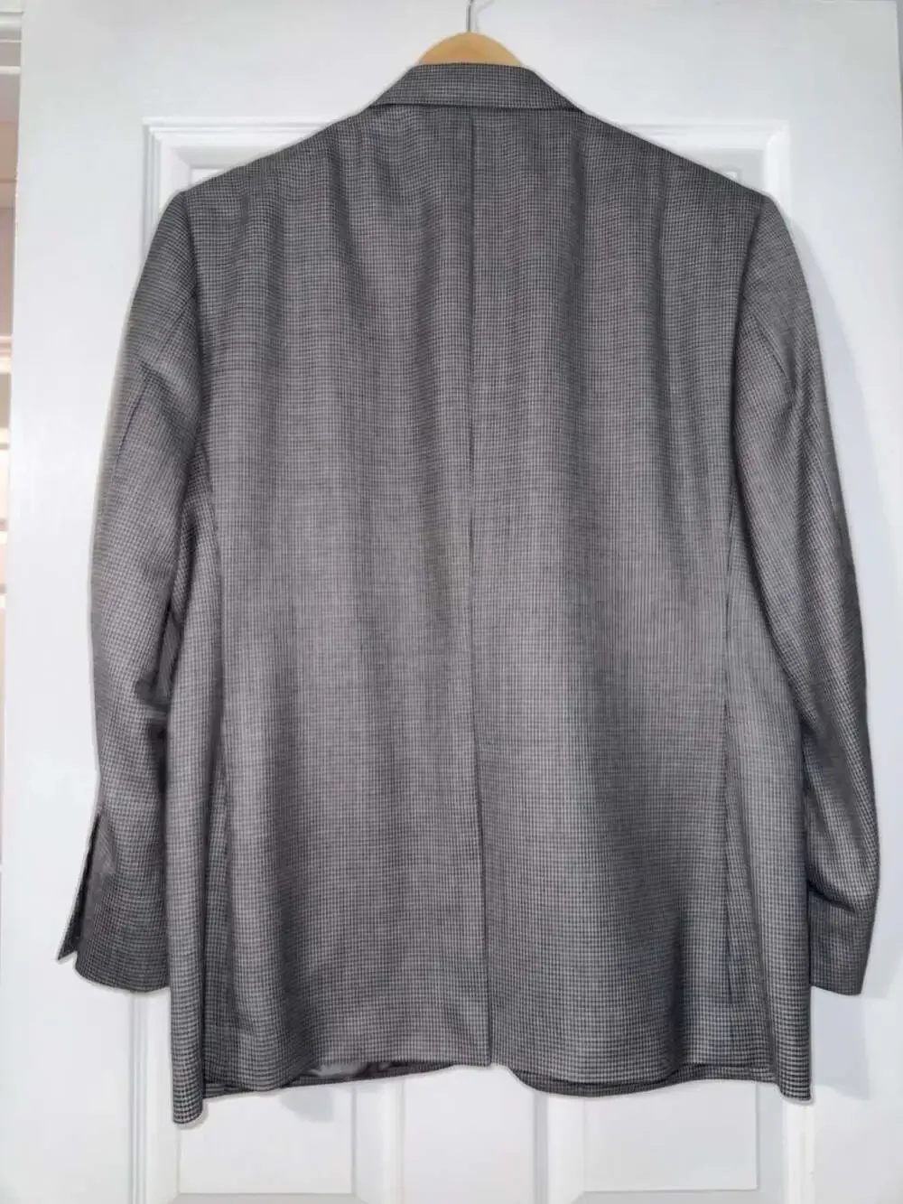 Jos. A. Bank Mens Grey Black Houndstooth Pattern Wool Blazer Sport Coat Jacket